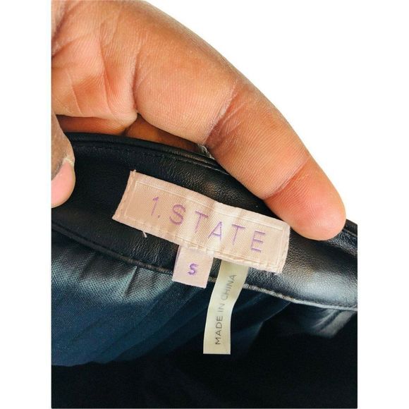 Women’s 1. State Color block Faux Leather Pleated accordion Skirt Size S - Picture 5 of 6